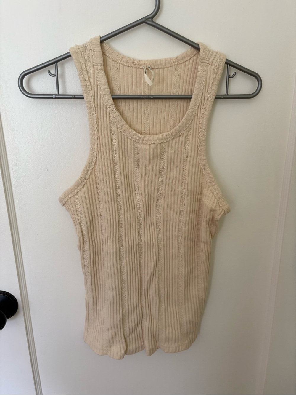 Anthropologie Ribbed Scoop Tank — Cream